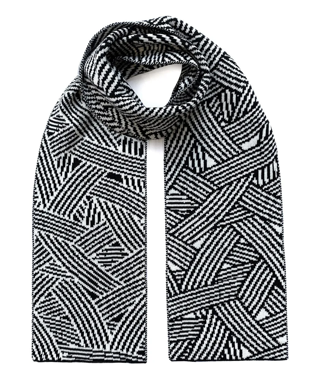 		Geometric Striped Wool & Cashmere Scarf	