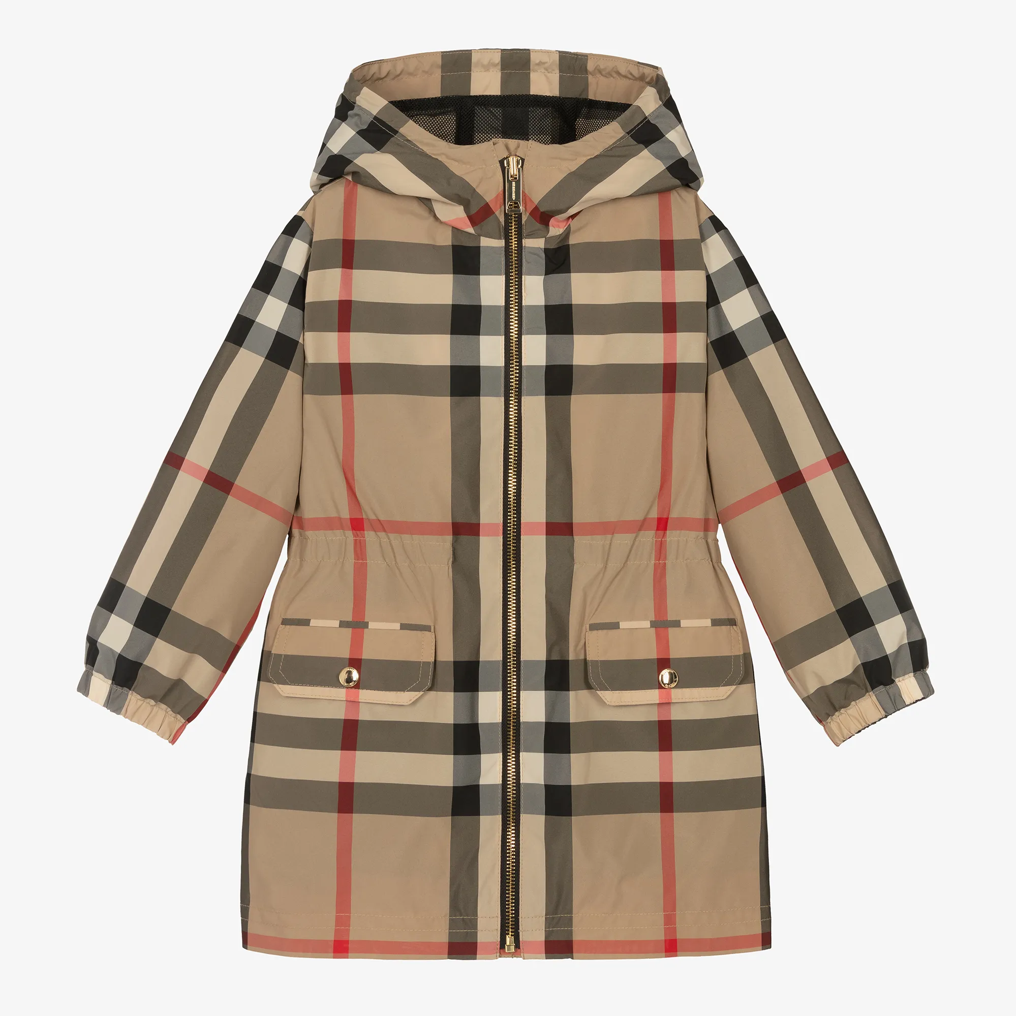 Girls Archive Beige Oversized Check Coat