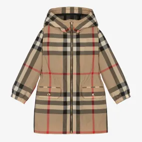 Girls Archive Beige Oversized Check Coat