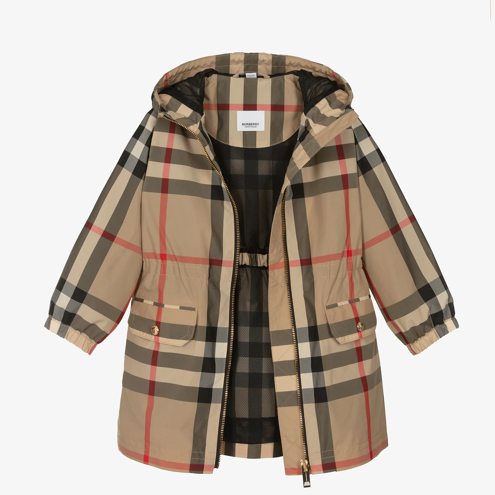 Girls Archive Beige Oversized Check Coat