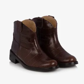 Girls Brown Leather Ankle Boots