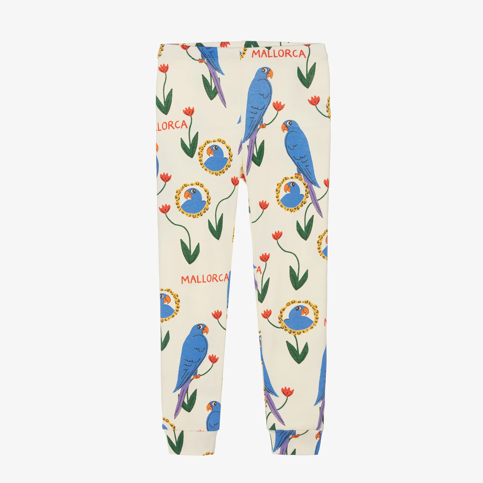 Girls Ivory Cotton Parrot Leggings