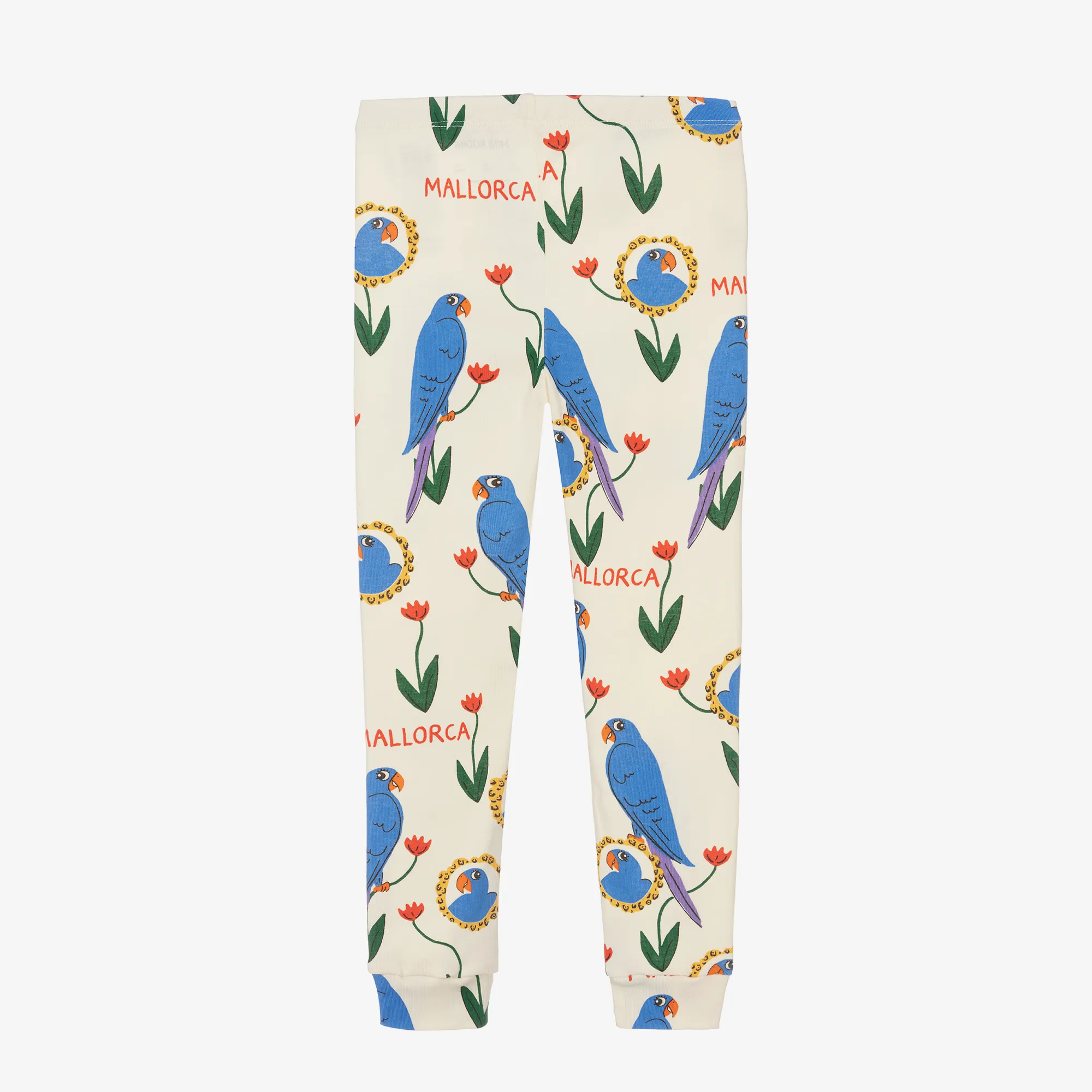 Girls Ivory Cotton Parrot Leggings