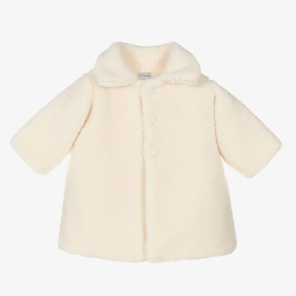 Girls Ivory Teddy Fleece Coat