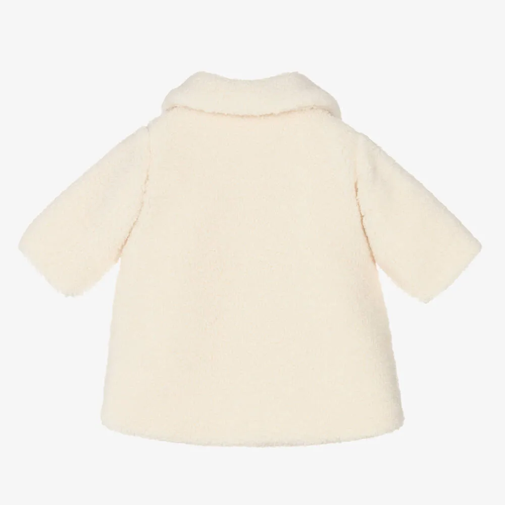 Girls Ivory Teddy Fleece Coat