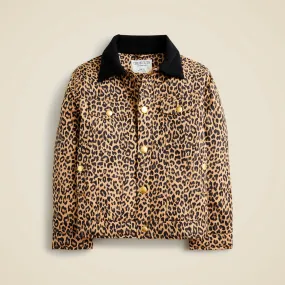 Girls' lightweight puffer jacket in leopard print