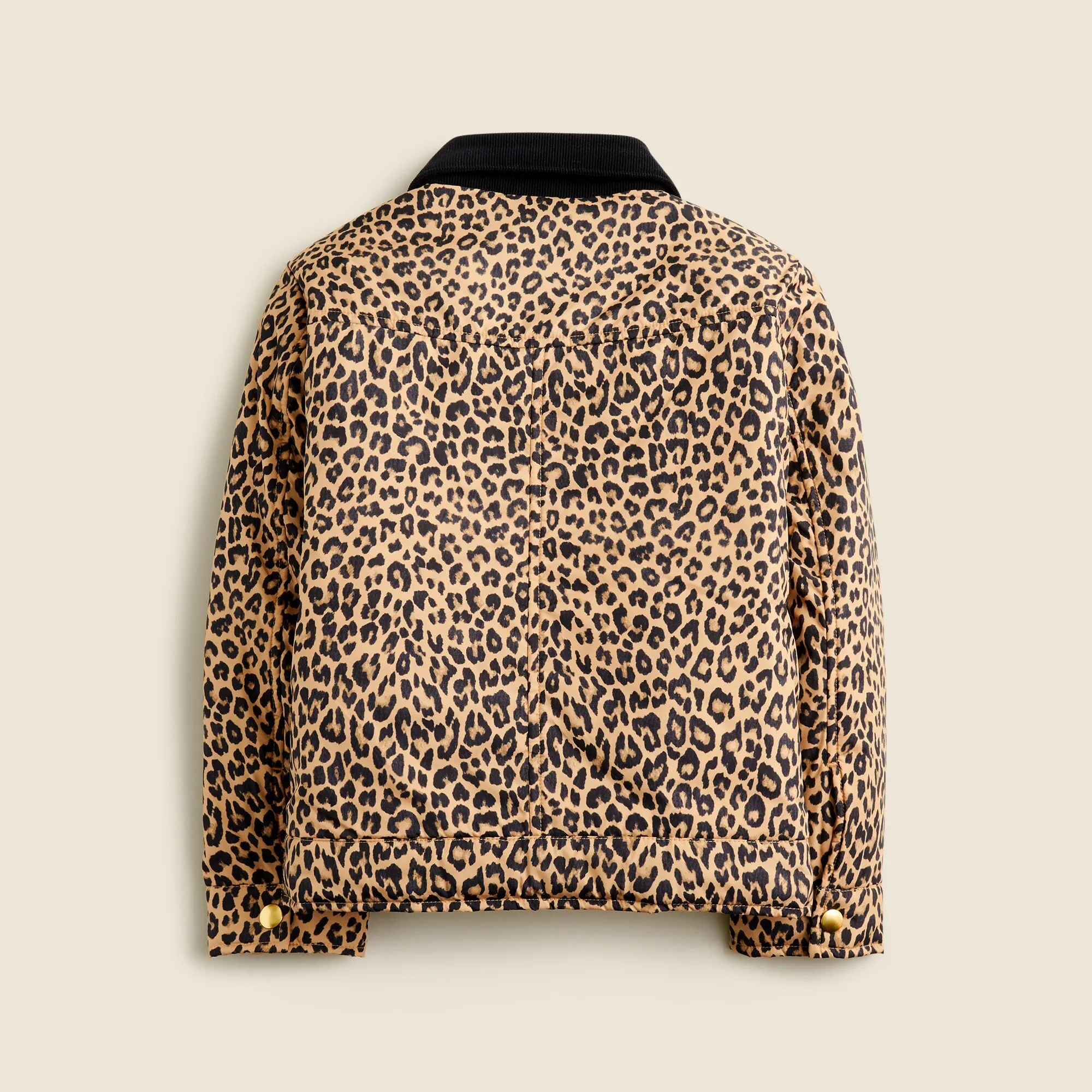 Girls' lightweight puffer jacket in leopard print