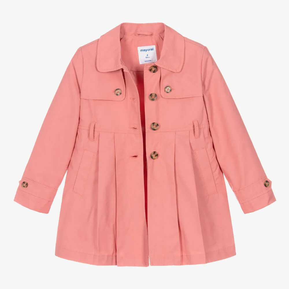 Girls Rose Pink Trench Coat