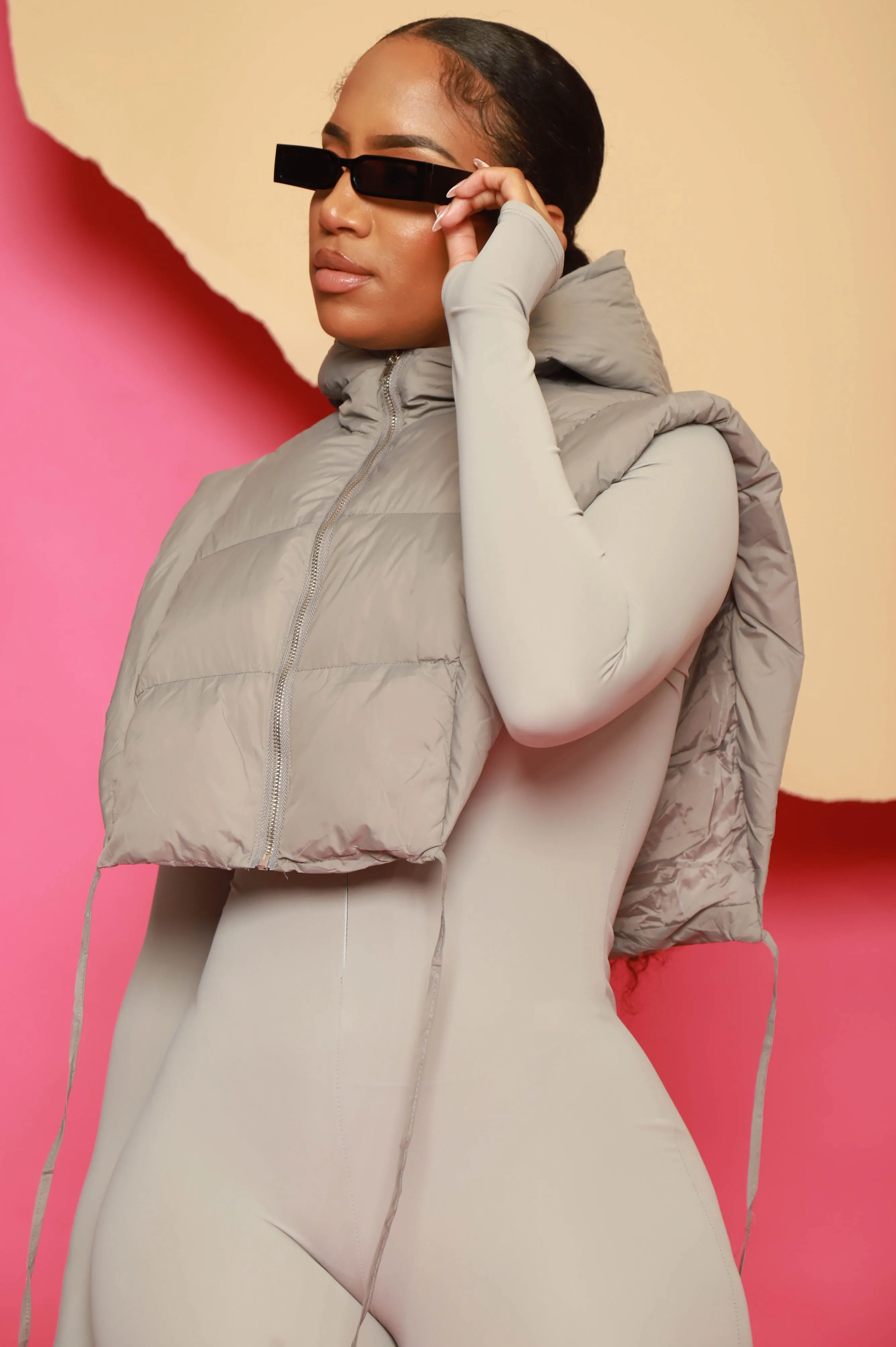 Go Crazy Hooded Puffer Vest - Grey