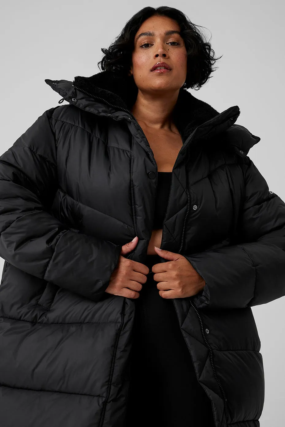 Gold Rush Puffer Trench - Black