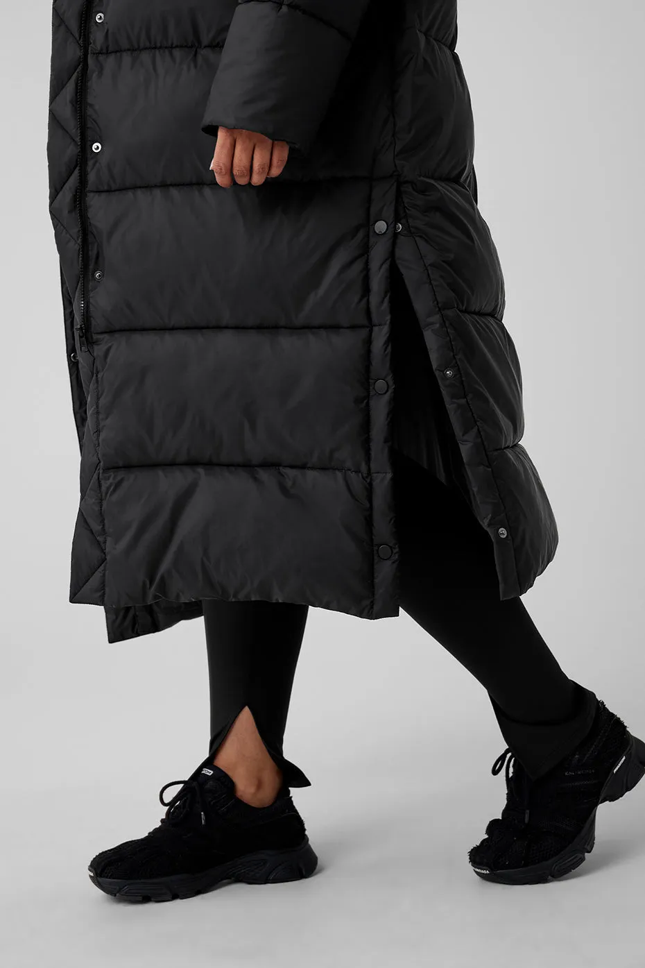 Gold Rush Puffer Trench - Black