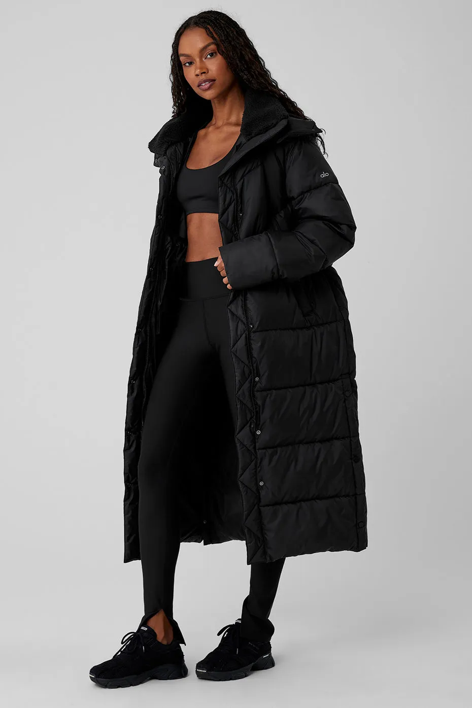 Gold Rush Puffer Trench - Black