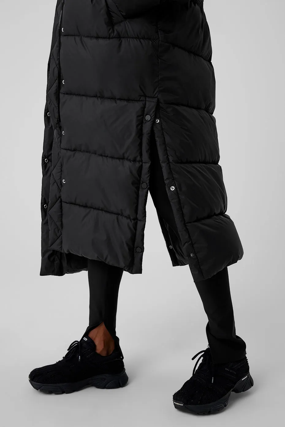 Gold Rush Puffer Trench - Black