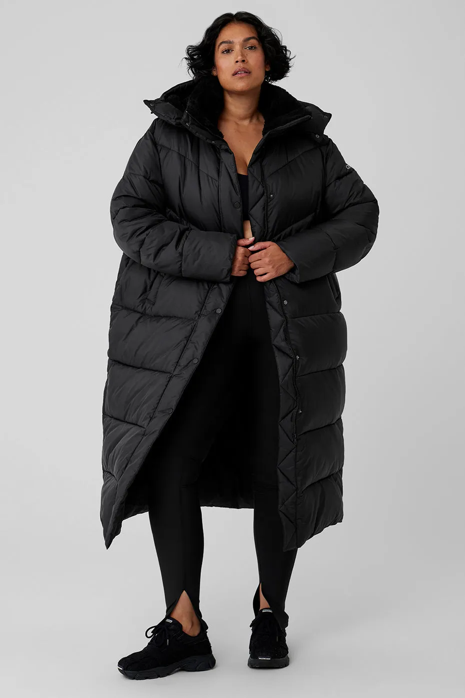 Gold Rush Puffer Trench - Black