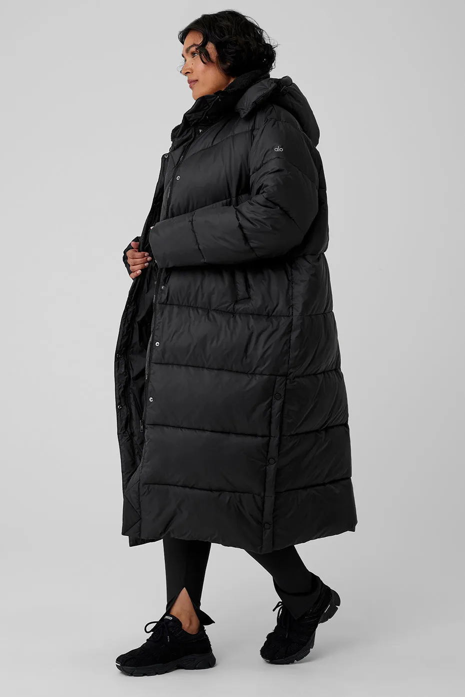 Gold Rush Puffer Trench - Black