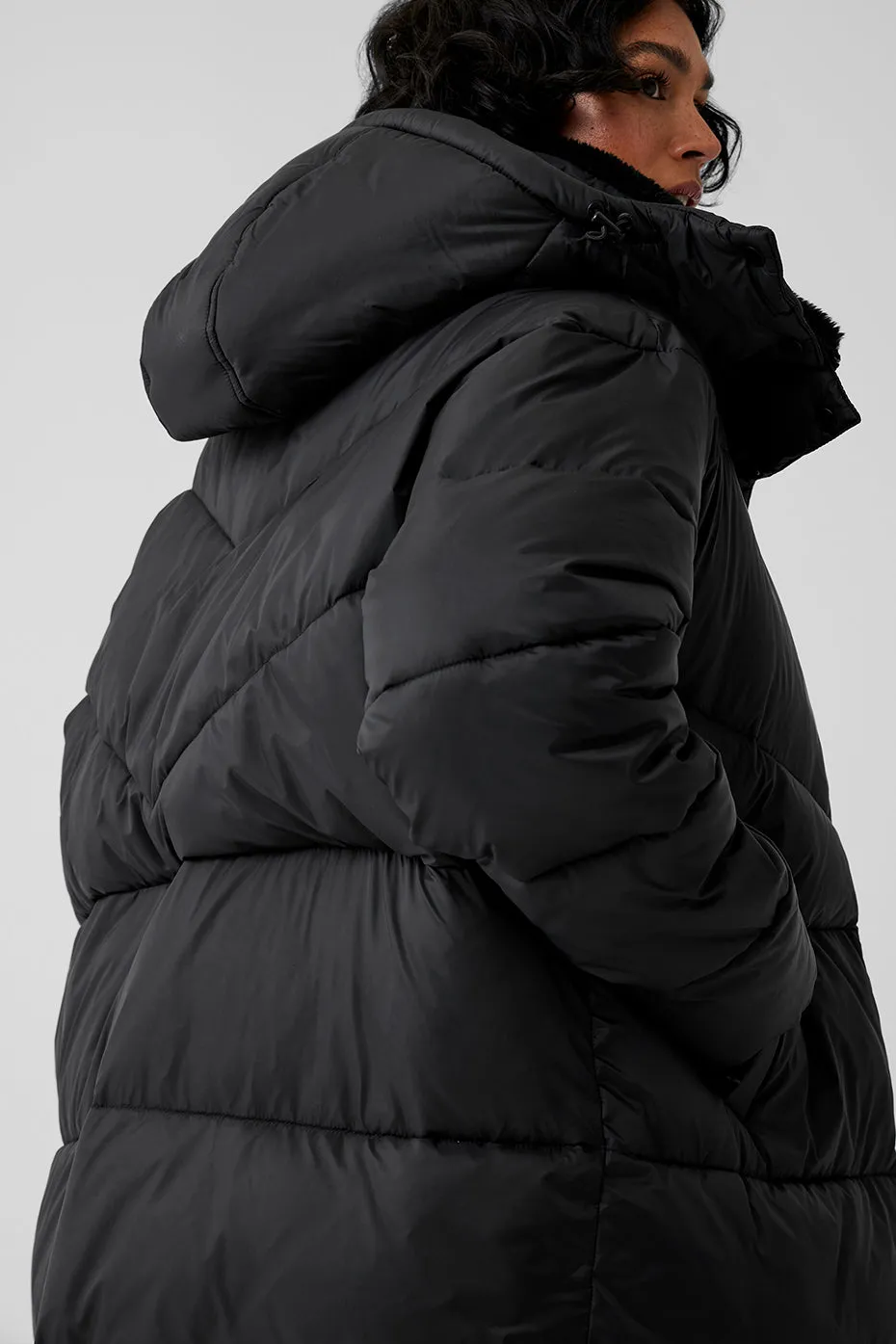 Gold Rush Puffer Trench - Black