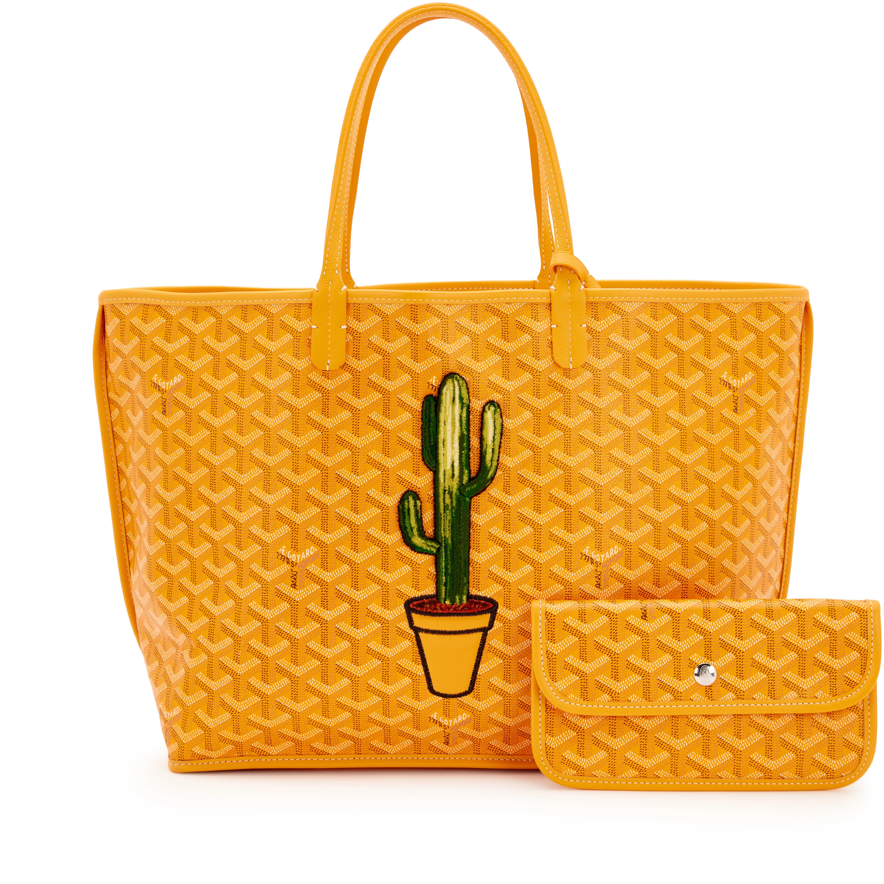 Goyard Yellow Goyardine Canvas and Chevroches Calfskin Cactus Embroidered Anjou PM Tote, 2020