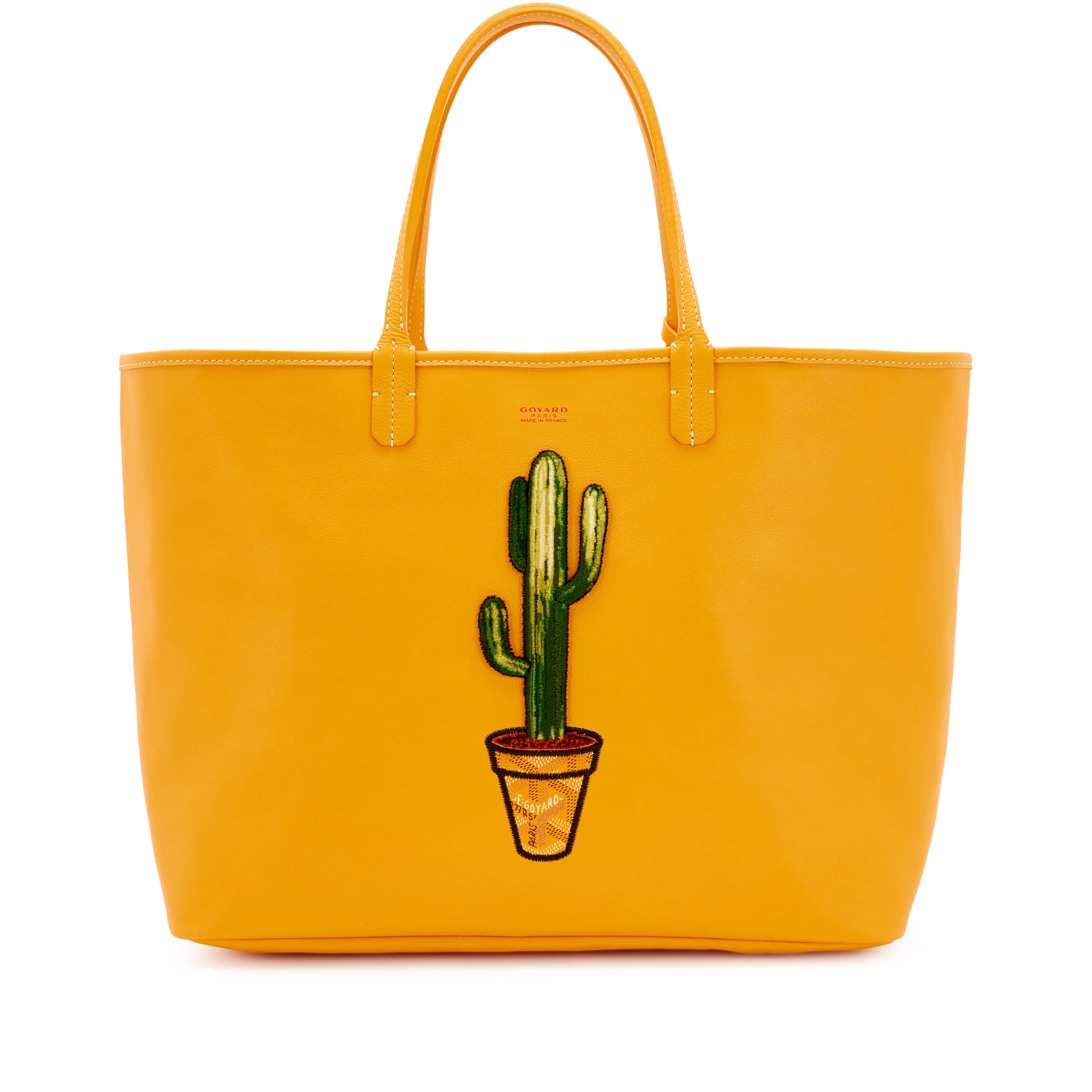 Goyard Yellow Goyardine Canvas and Chevroches Calfskin Cactus Embroidered Anjou PM Tote, 2020