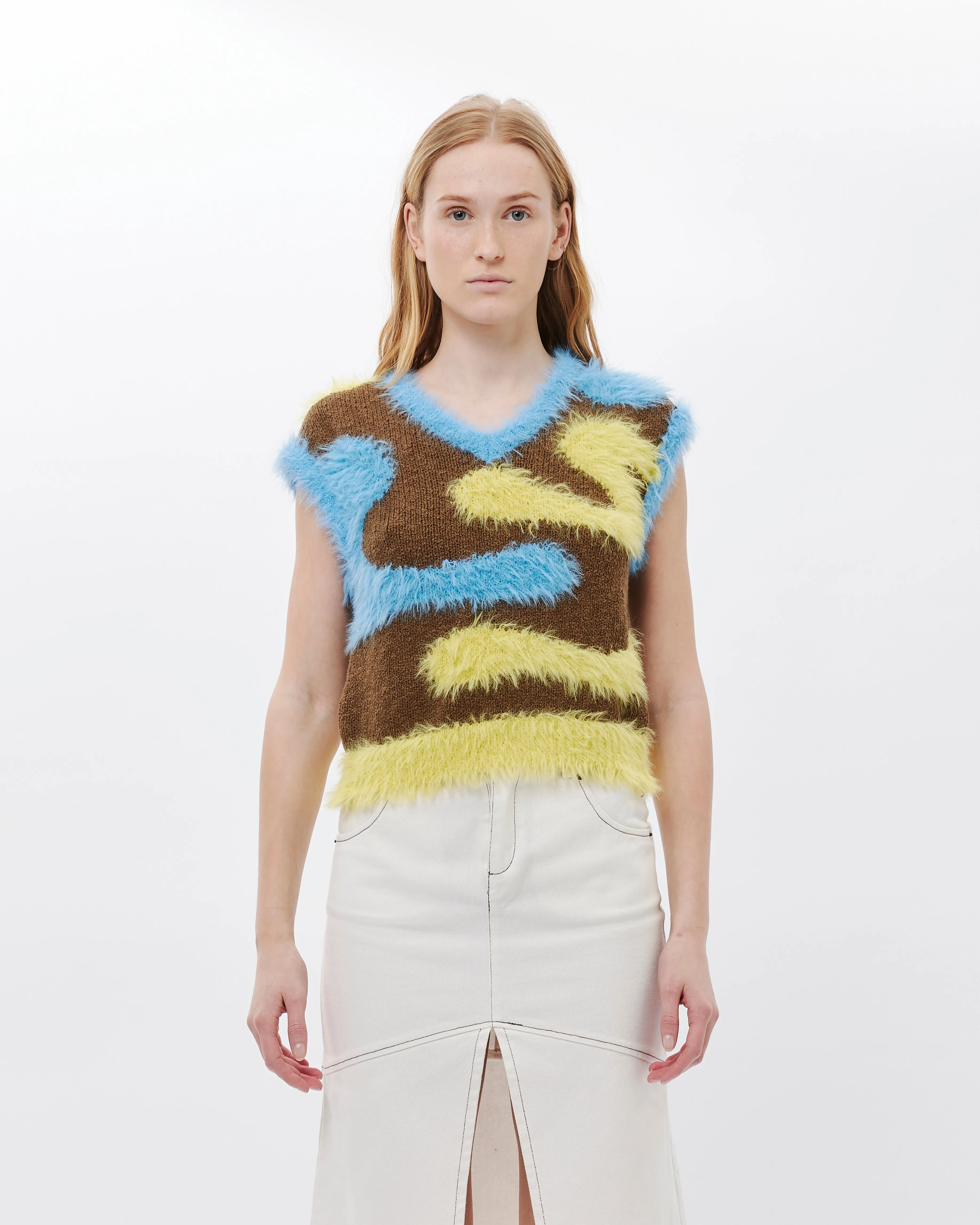 Hairy Wave V Neck Knit Vest