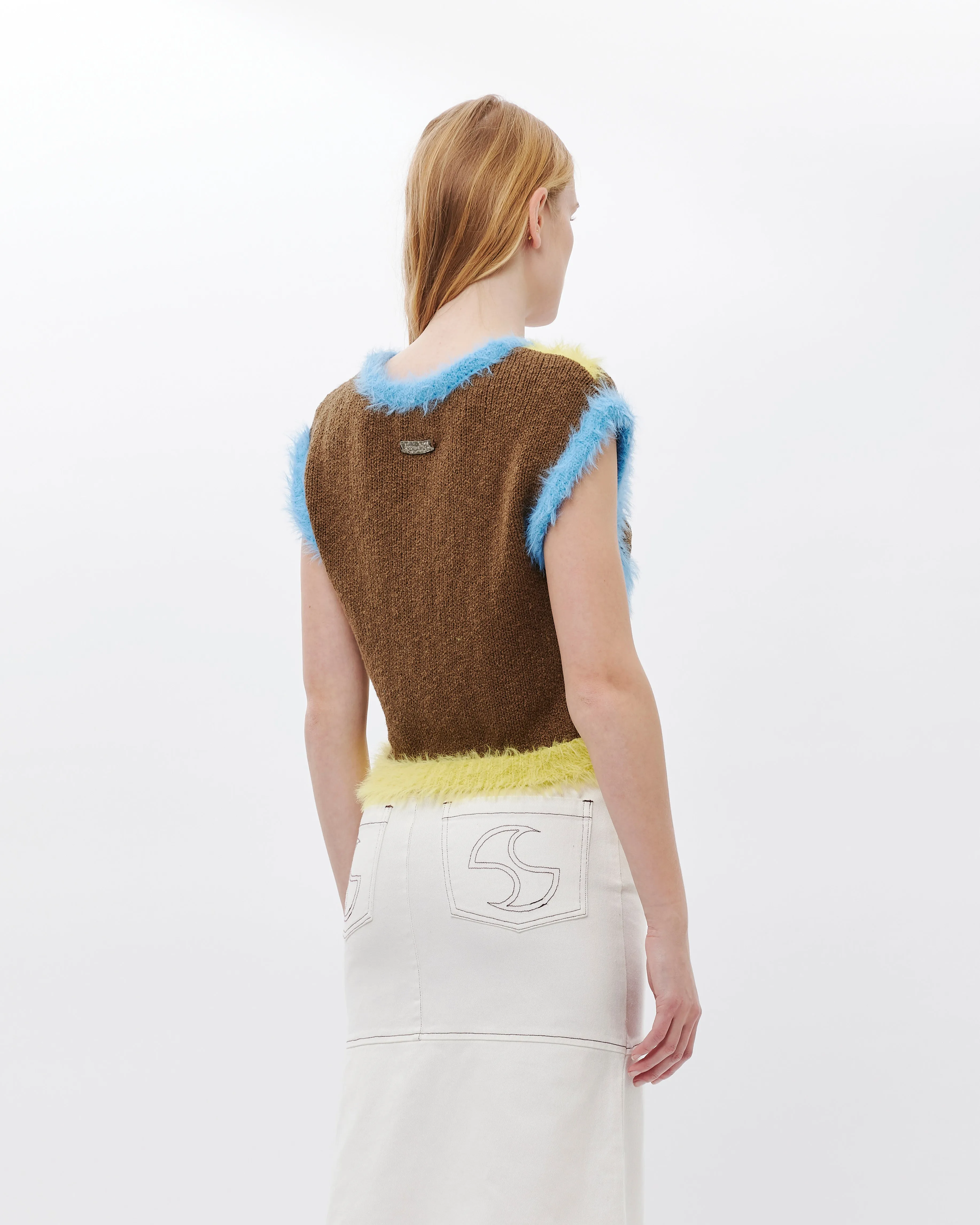 Hairy Wave V Neck Knit Vest