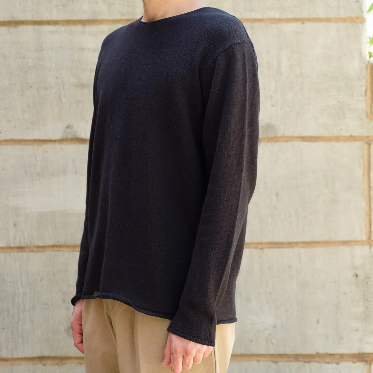 Harbor Sweater in Black Cotton / Linen