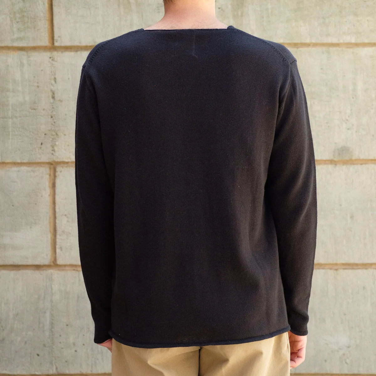 Harbor Sweater in Black Cotton / Linen