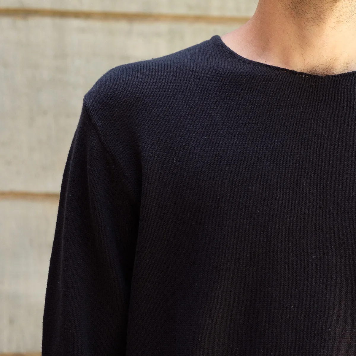 Harbor Sweater in Black Cotton / Linen