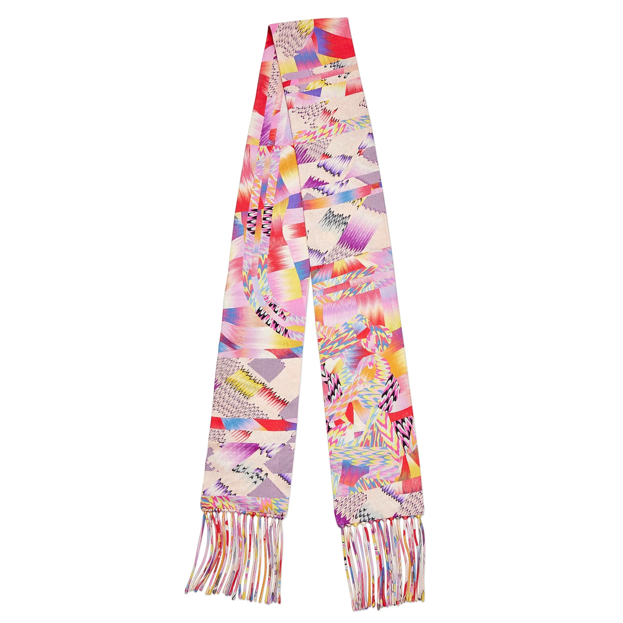 Hermès Multicolor Marble Silk Fringed Muffler