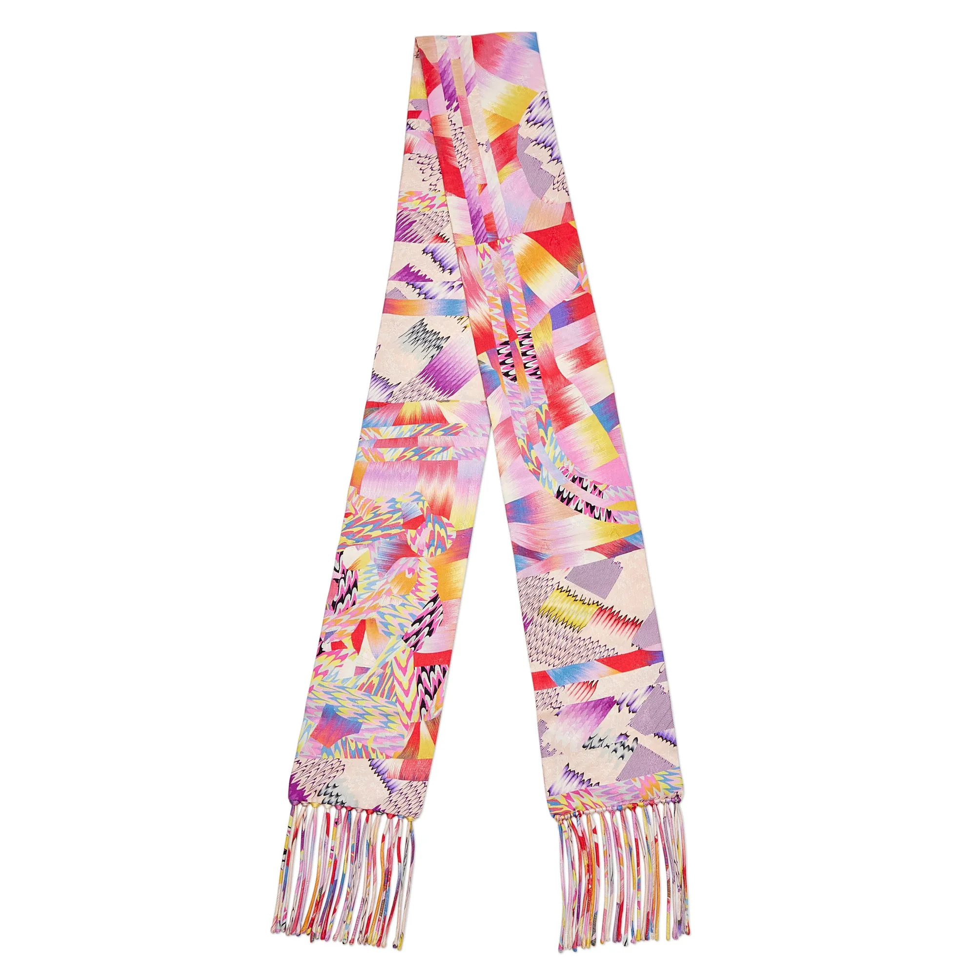 Hermès Multicolor Marble Silk Fringed Muffler