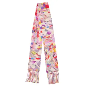 Hermès Multicolor Marble Silk Fringed Muffler