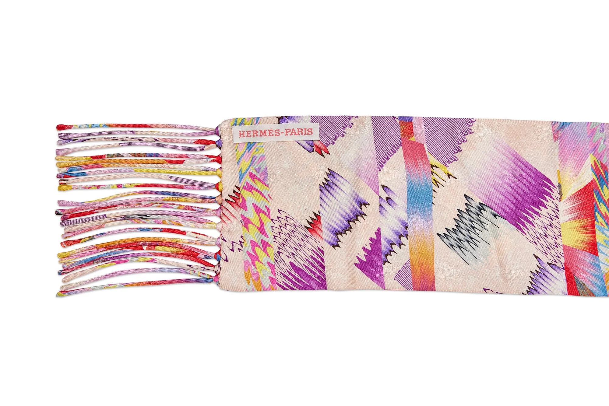 Hermès Multicolor Marble Silk Fringed Muffler