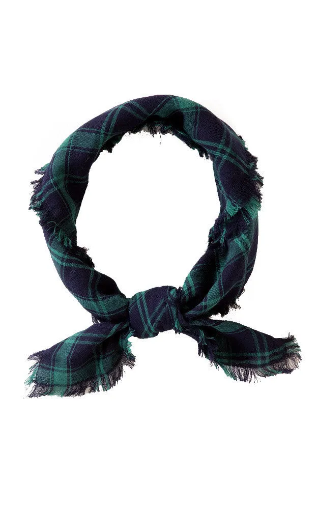 HM207 Green Reversible Checker Bandanna Scarf