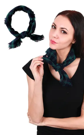 HM207 Green Reversible Checker Bandanna Scarf