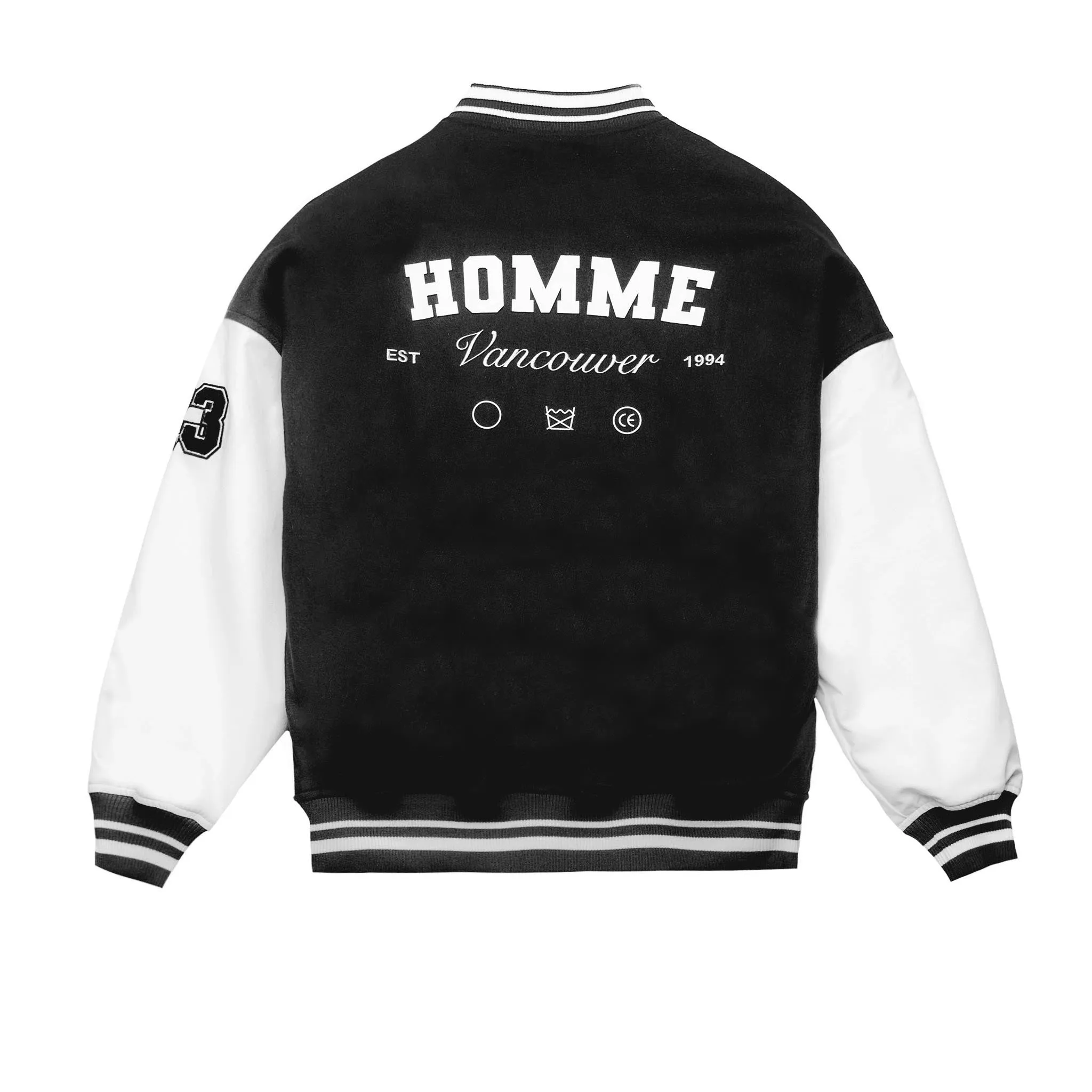 HOMME+ Wool Varsity Jacket Black/White