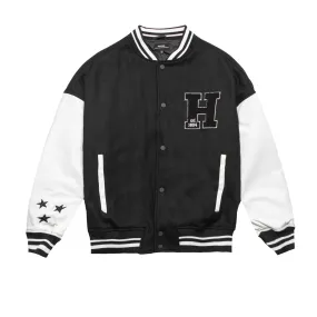 HOMME+ Wool Varsity Jacket Black/White