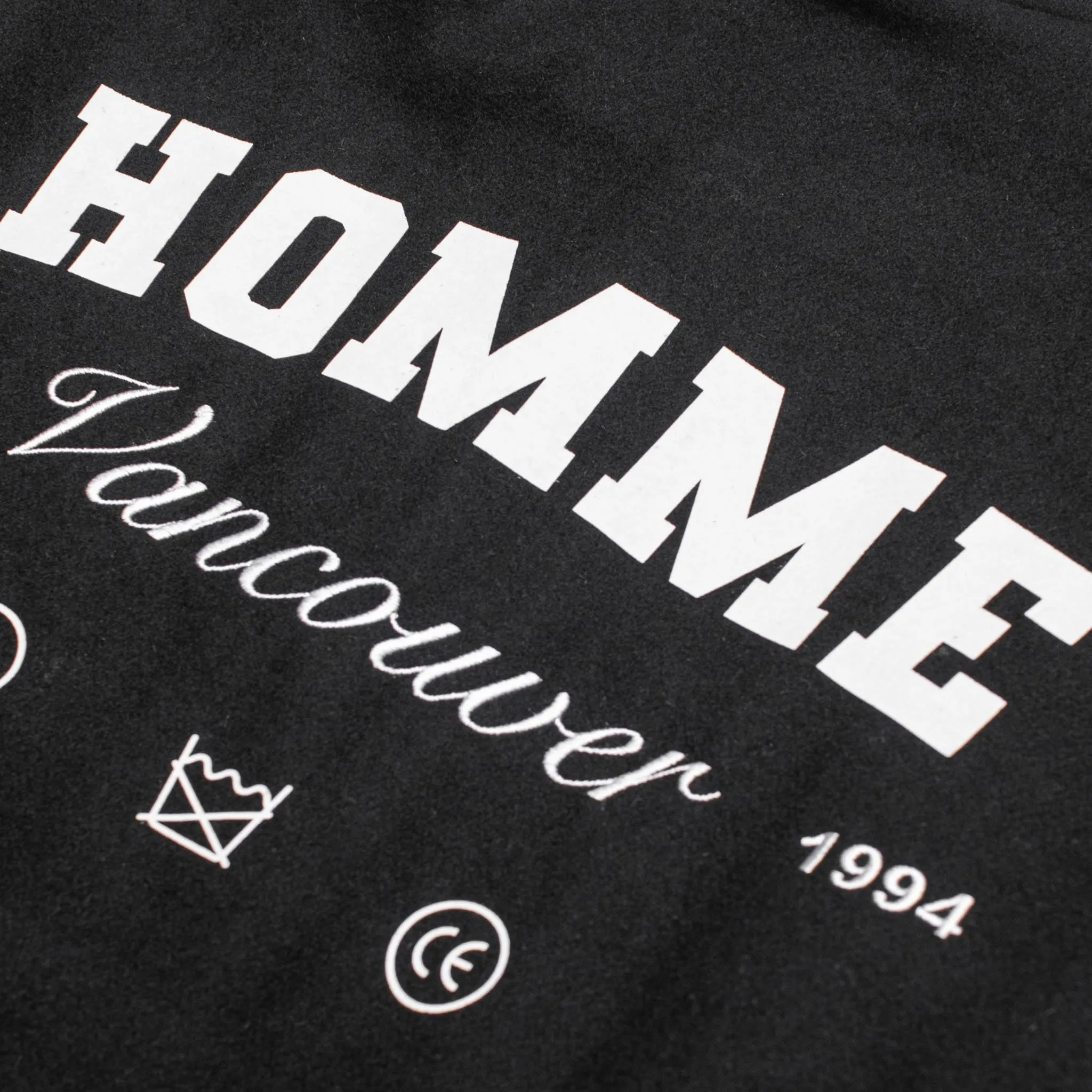 HOMME+ Wool Varsity Jacket Black/White