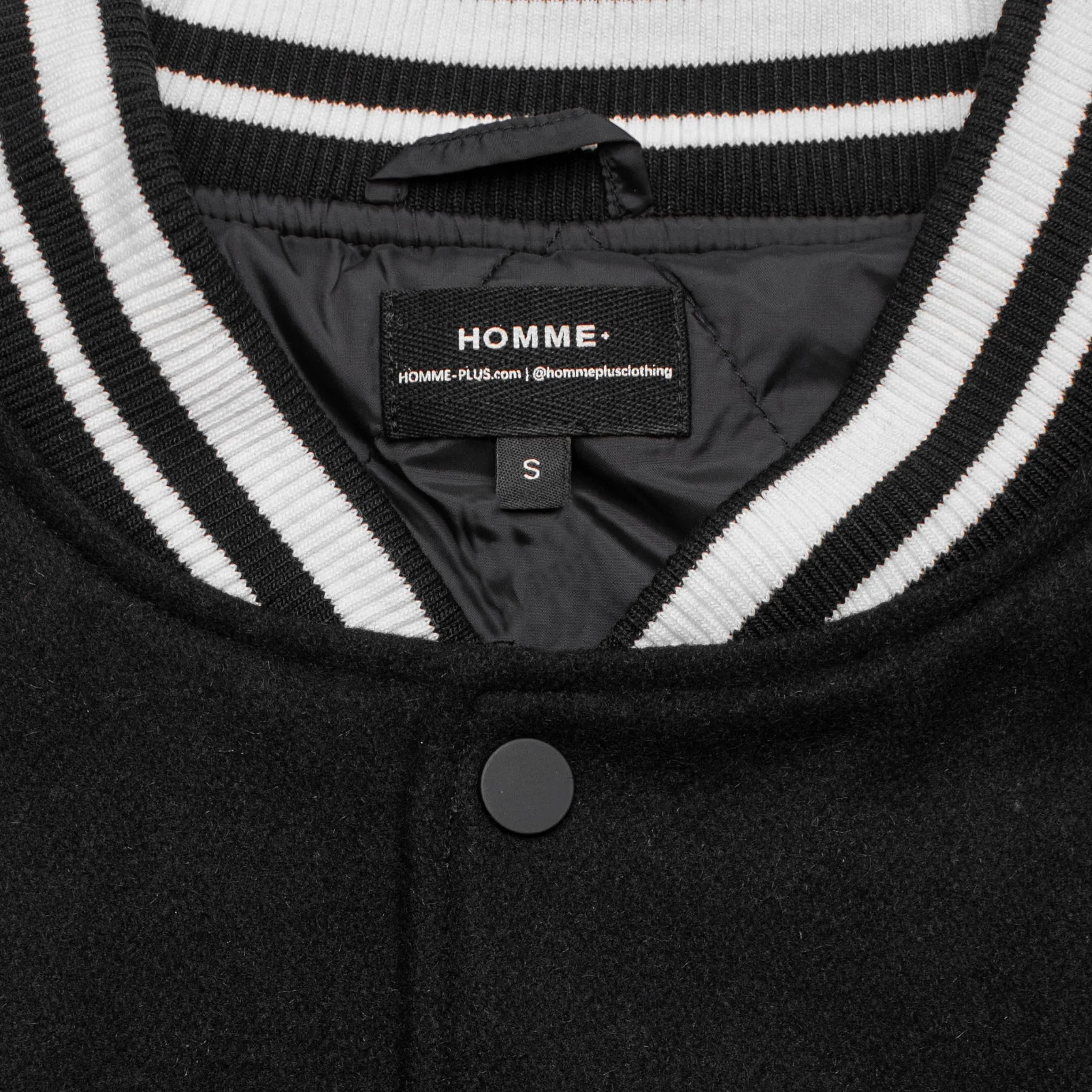 HOMME+ Wool Varsity Jacket Black/White