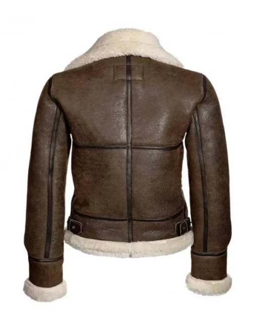 Katie Distressed Brown Shearling Leather Jacket | William Jacket