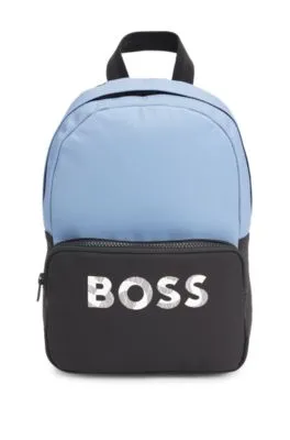 Kids' two-tone backpack with logo print