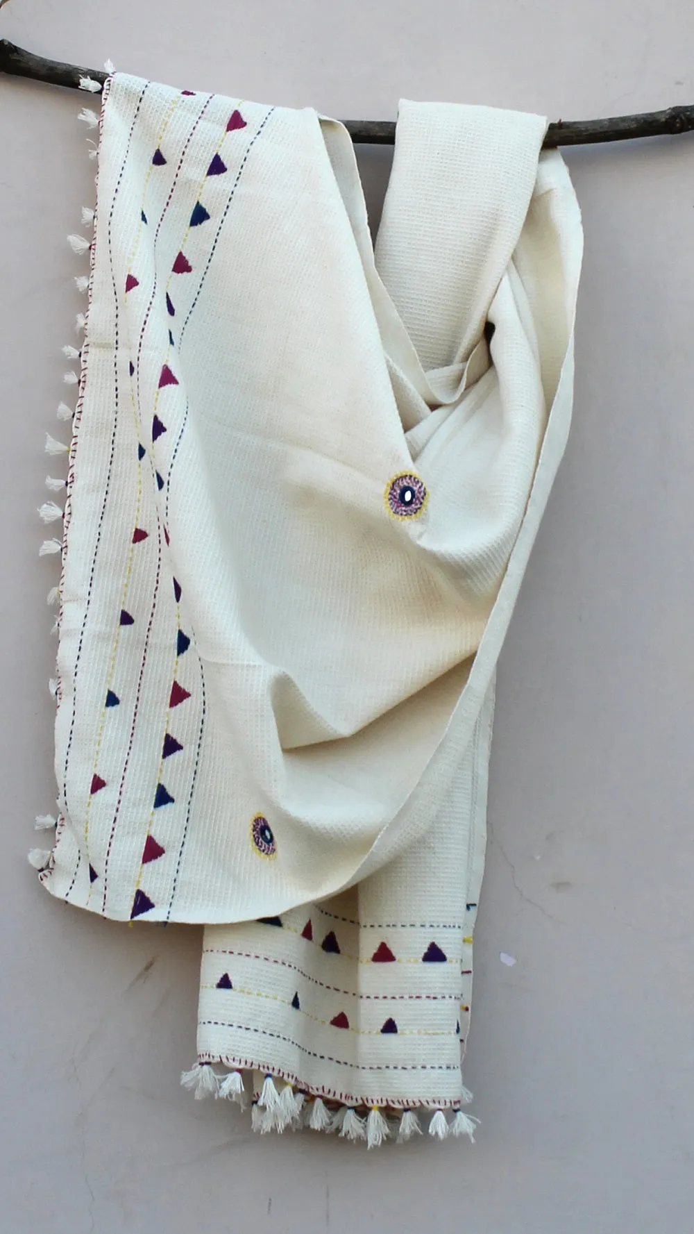 Kora thick cotton kantha stole