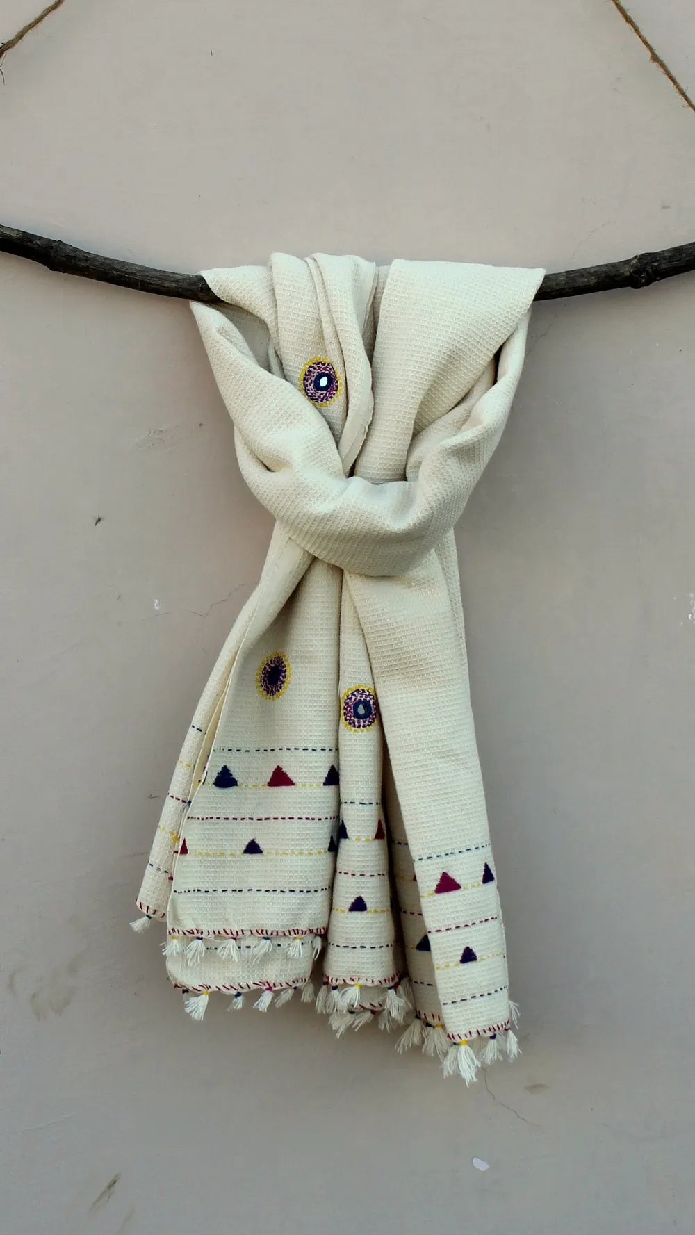 Kora thick cotton kantha stole