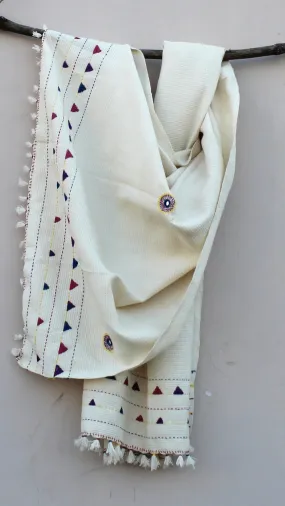 Kora thick cotton kantha stole