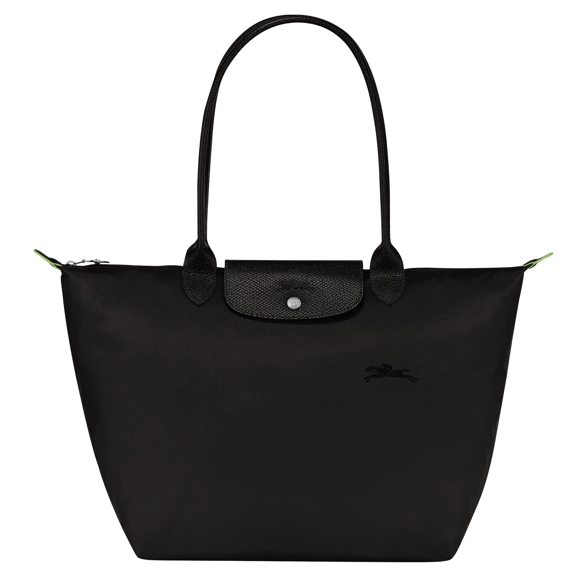 Le Pliage Green L Tote bag Black - Recycled canvas