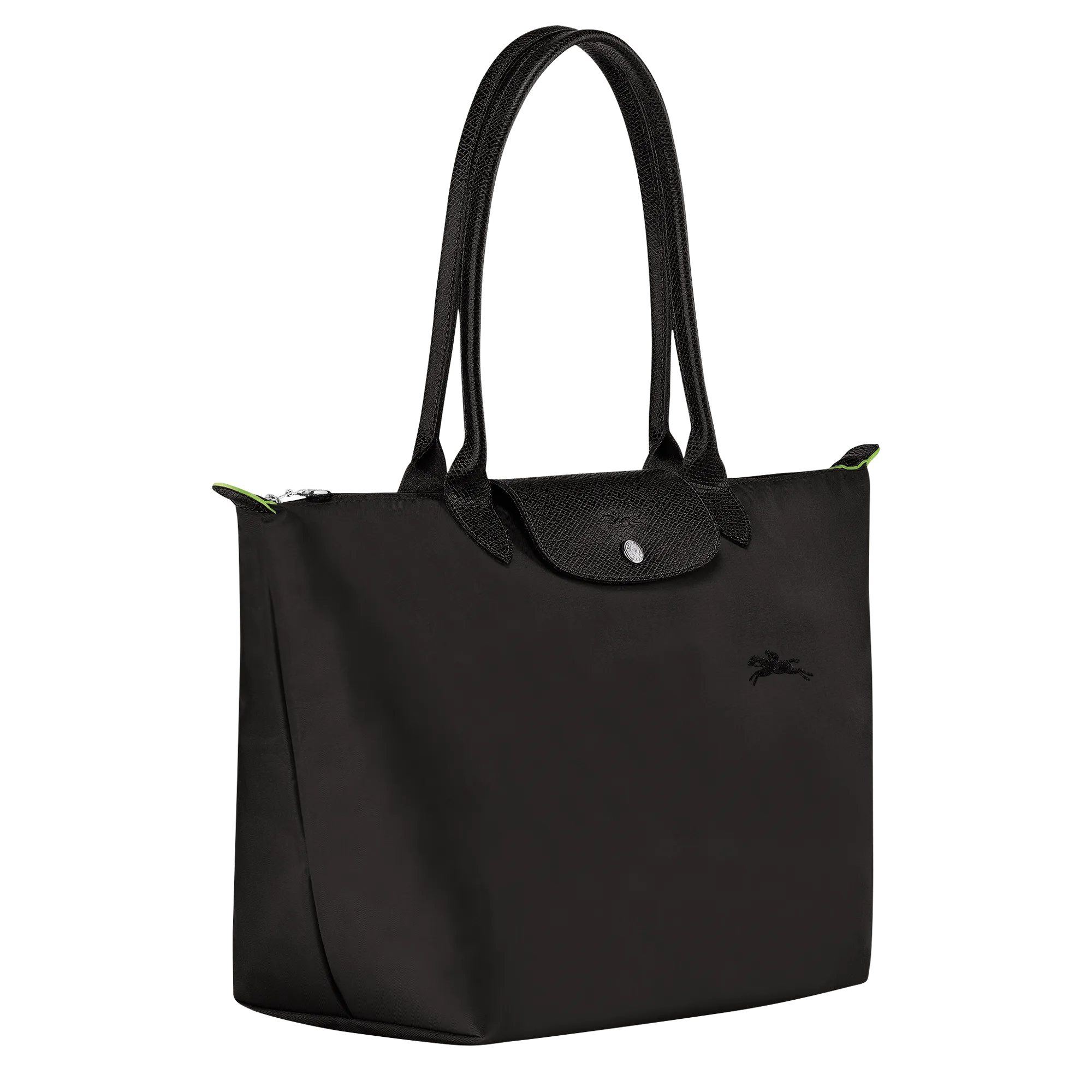 Le Pliage Green L Tote bag Black - Recycled canvas