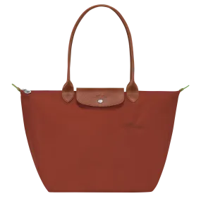 Le Pliage Green L Tote bag Chestnut - Recycled canvas