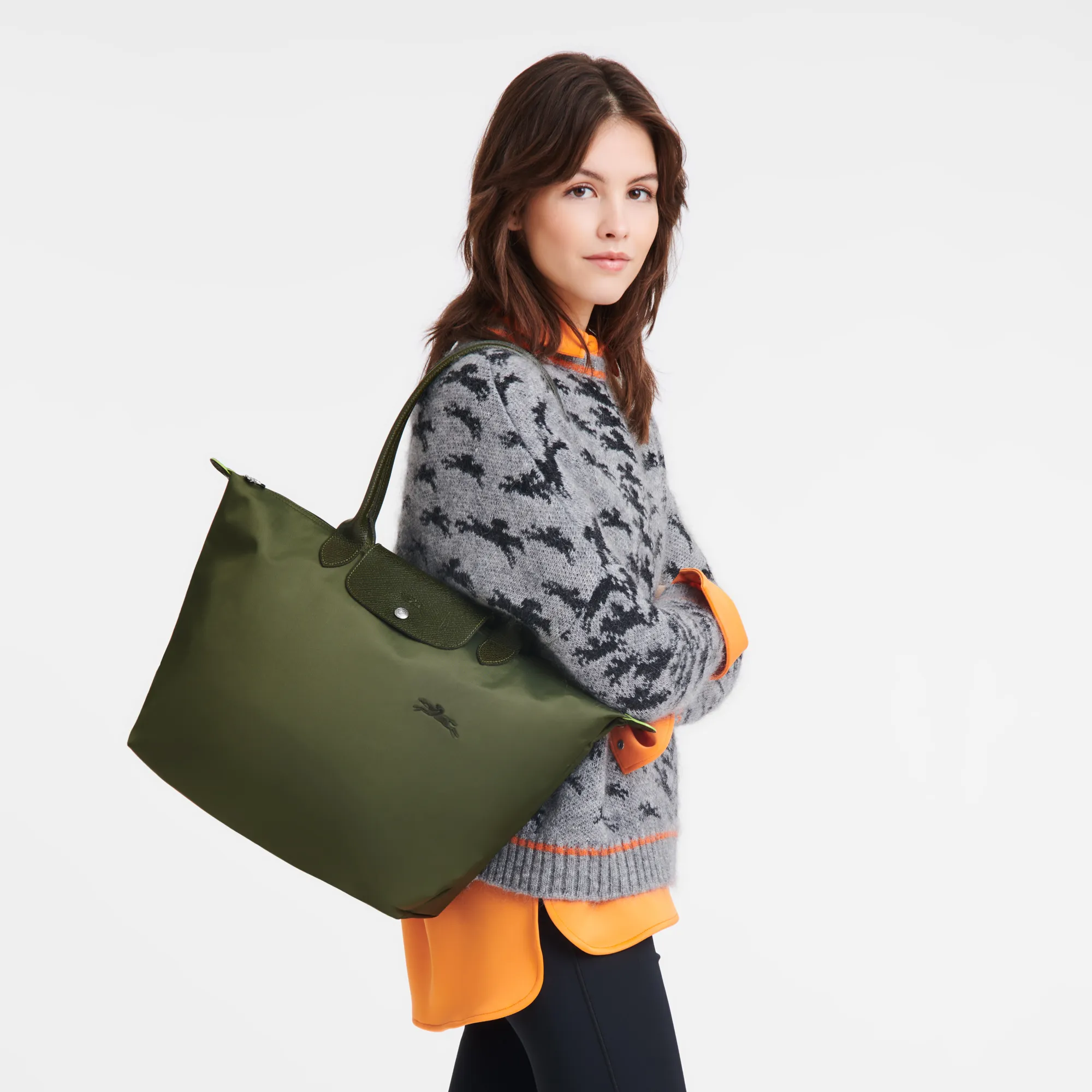 Le Pliage Green L Tote bag Forest - Recycled canvas