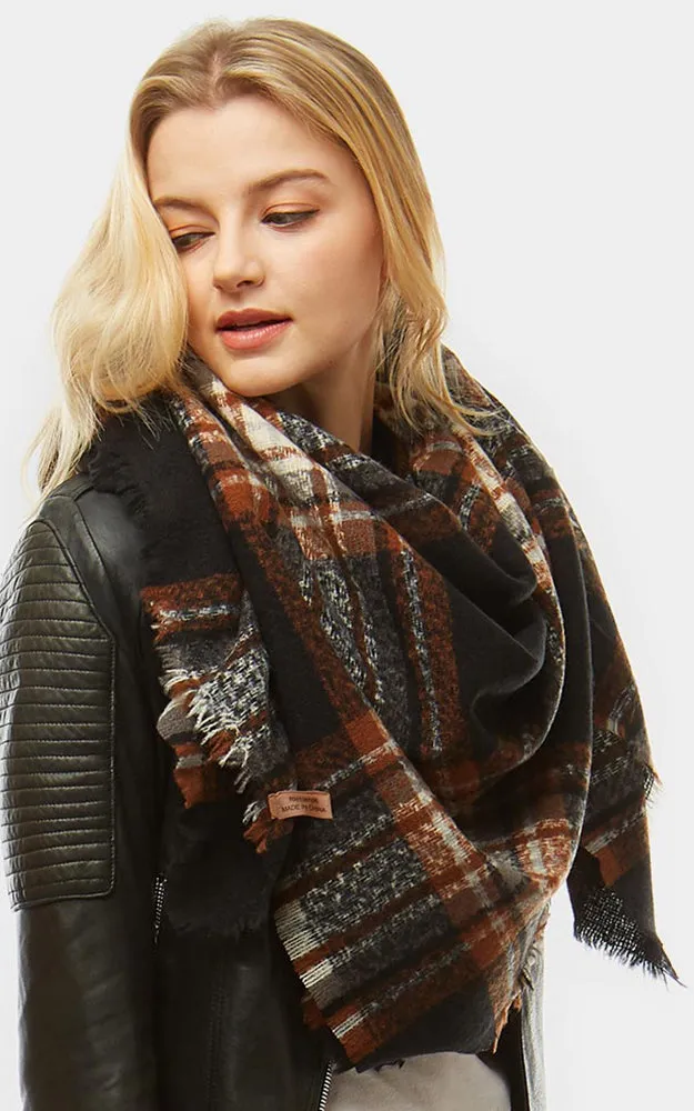 LOF904 Plaid Check Square Blanket Scarf