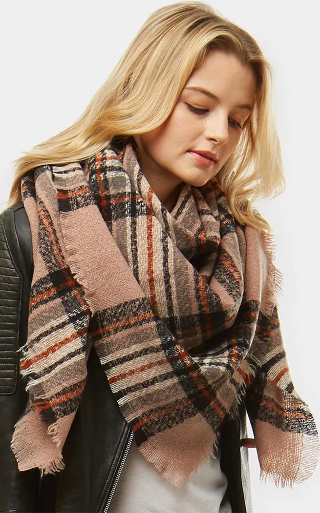 LOF904 Plaid Check Square Blanket Scarf