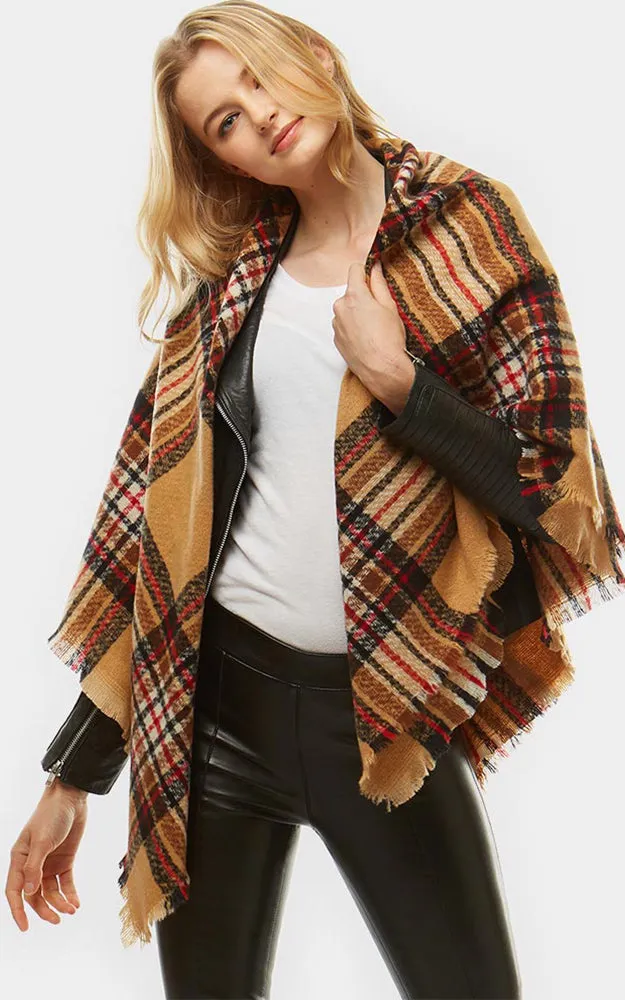 LOF904 Plaid Check Square Blanket Scarf