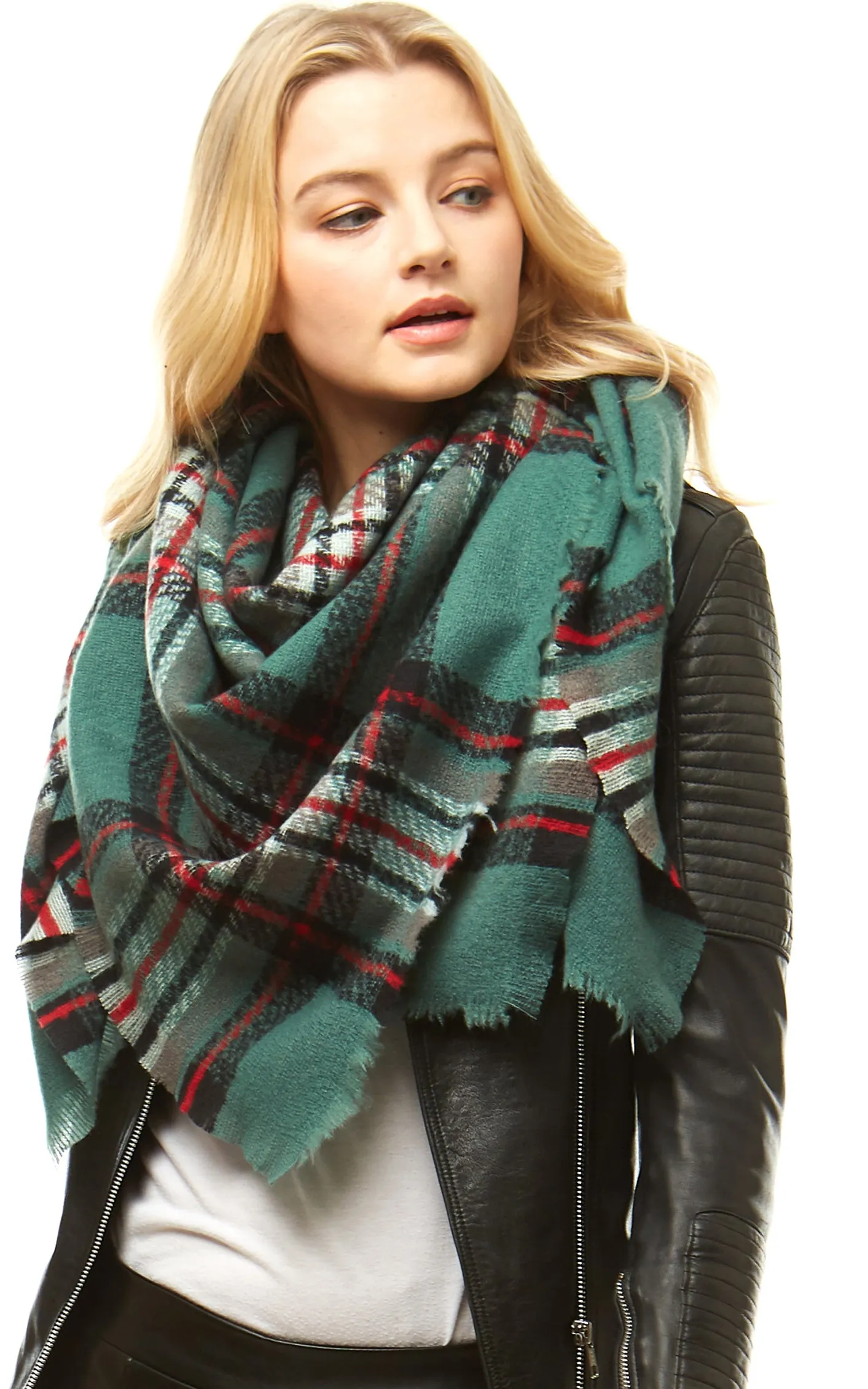 LOF904 Plaid Check Square Blanket Scarf